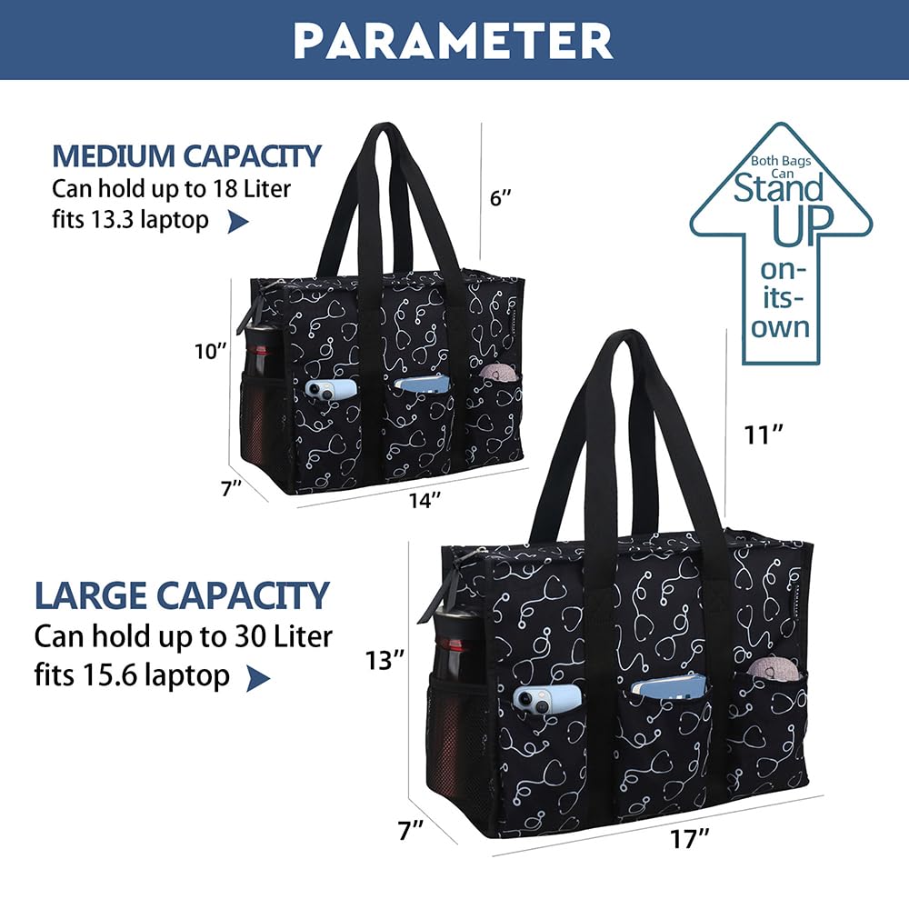 Nurse Bags for Work Nursing Bag Multiple Pockets Waterproof Organizing Zip Top Clinical Bag