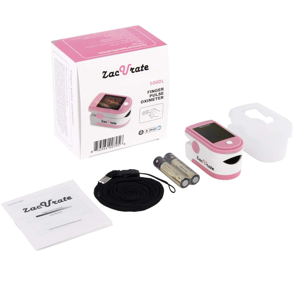 500DL Fingertip Pulse Oximeter Blood Oxygen Saturation Monitor with Silicone Cover, Batteries and Lanyard