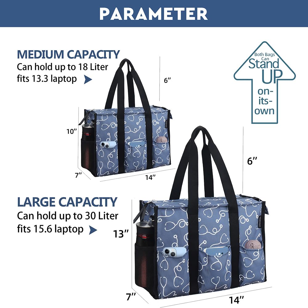 Nurse Bags for Work Nursing Bag Multiple Pockets Waterproof Organizing Zip Top Clinical Bag