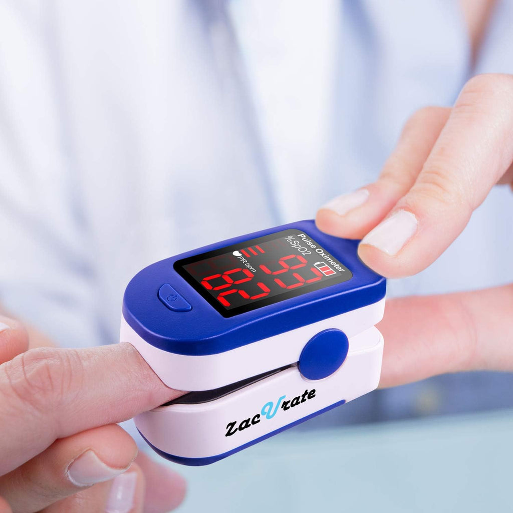 500BL Fingertip Pulse Oximeter Blood Oxygen Saturation Monitor with Batteries Included (Navy Blue)