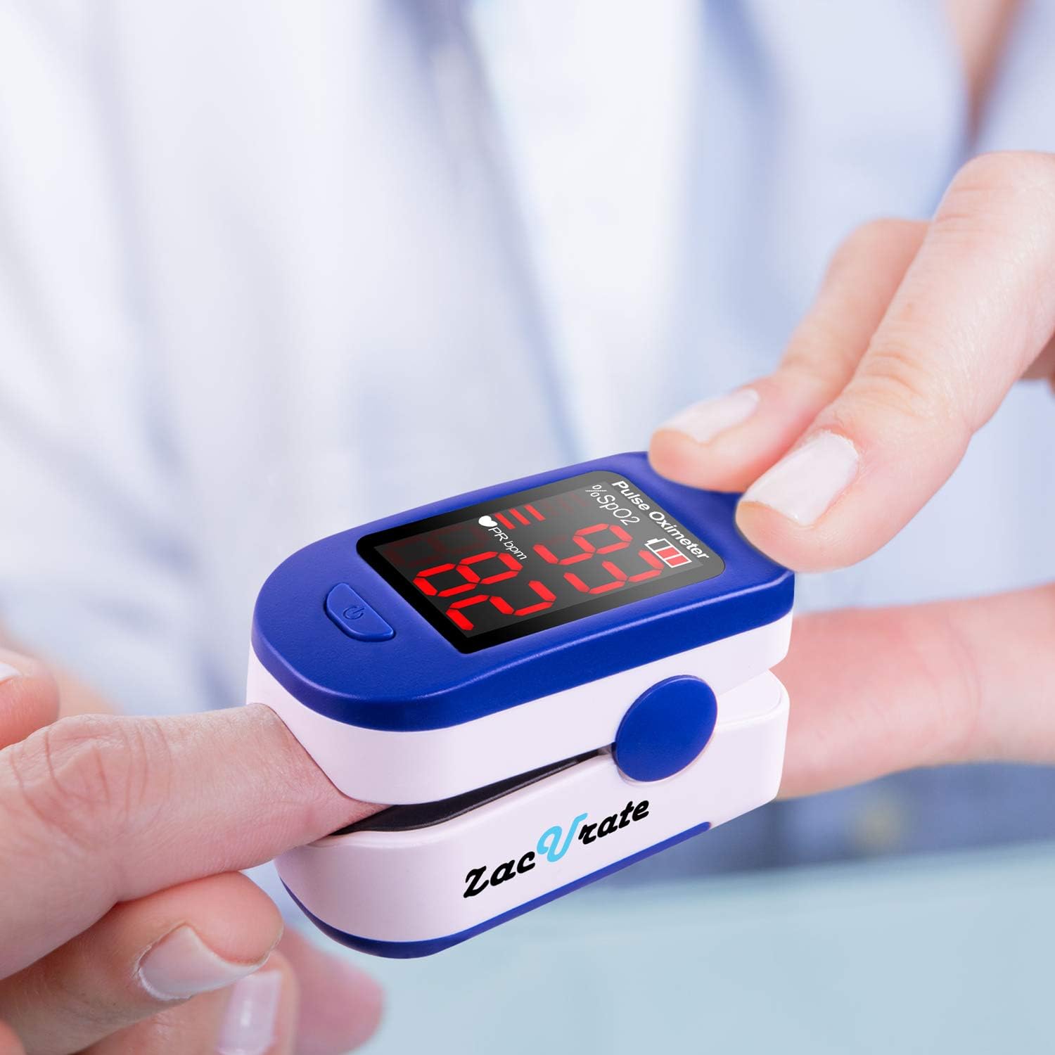 500BL Fingertip Pulse Oximeter Blood Oxygen Saturation Monitor with Batteries Included (Navy Blue)