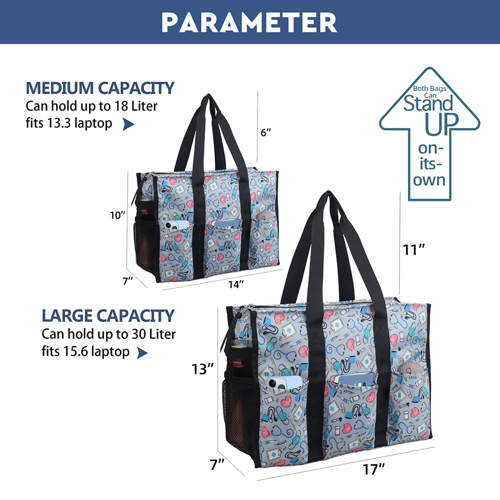 Nurse Bags for Work Nursing Bag Multiple Pockets Waterproof Organizing Zip Top Clinical Bag