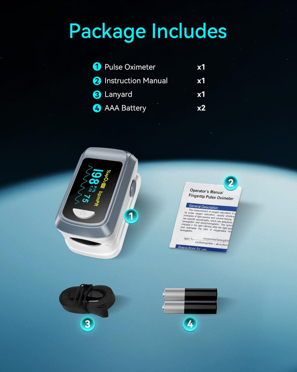 Fingertip Pulse Oximeter Blood Oxygen Saturation Monitor Pulse