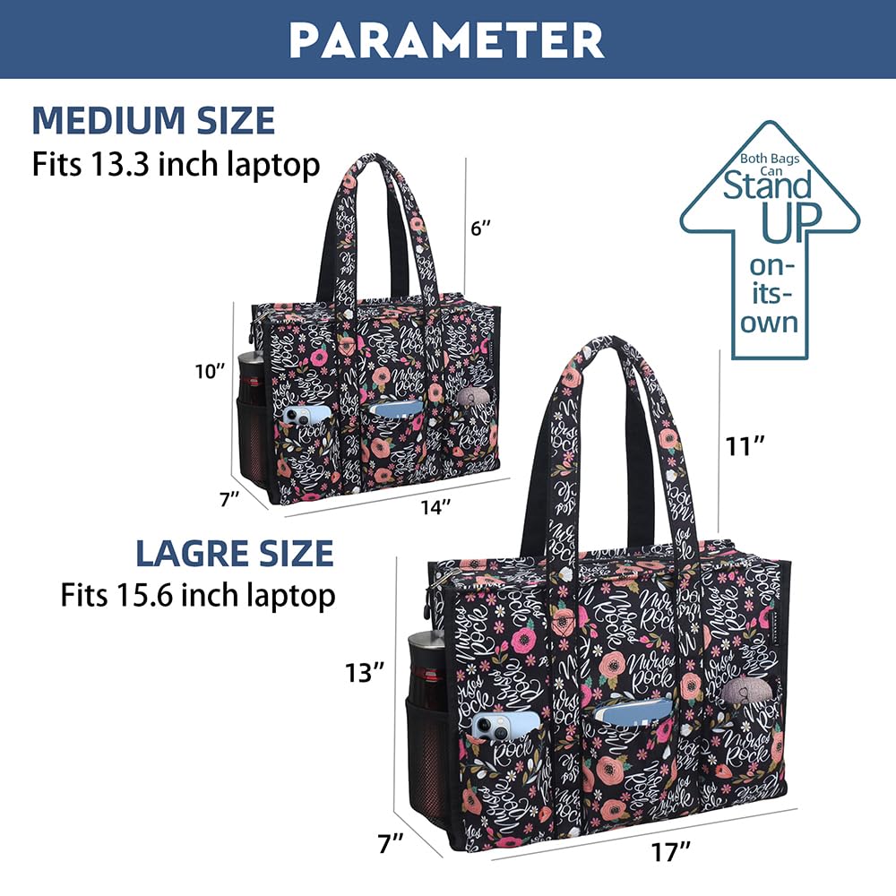 Nurse Bags for Work Nursing Bag Multiple Pockets Waterproof Organizing Zip Top Clinical Bag