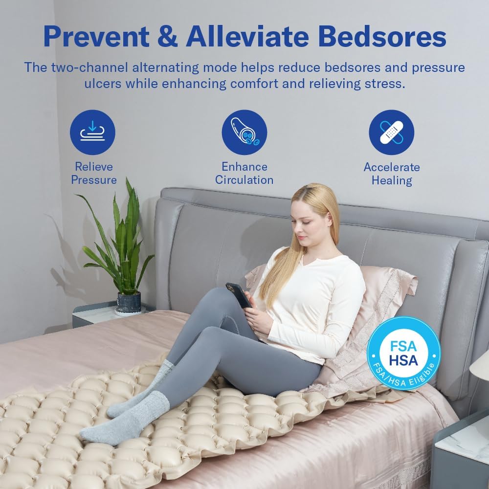 Air Pressure Mattress Pad for Bed Sore and Ulcer Prevention, Hospital & Home Use Medical Mattress Topper for Bedridden Patient