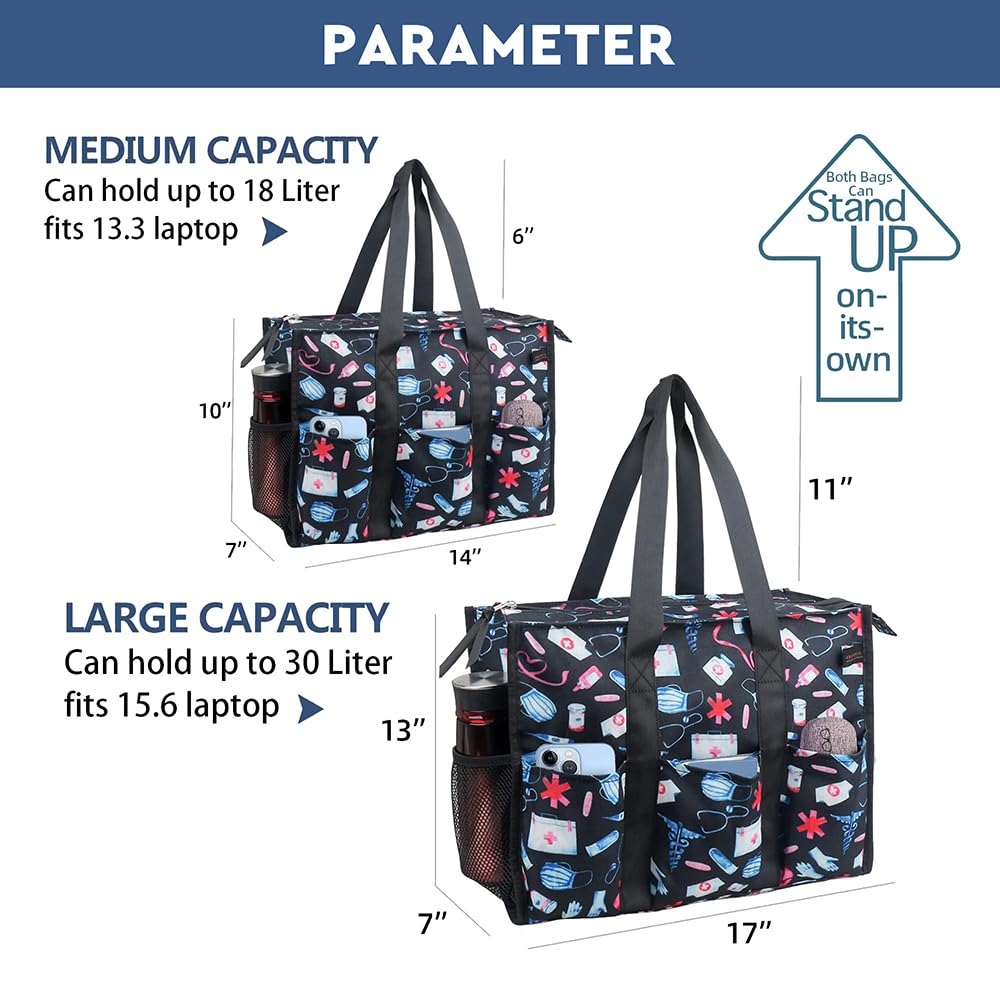 Nurse Bags for Work Nursing Bag Multiple Pockets Waterproof Organizing Zip Top Clinical Bag