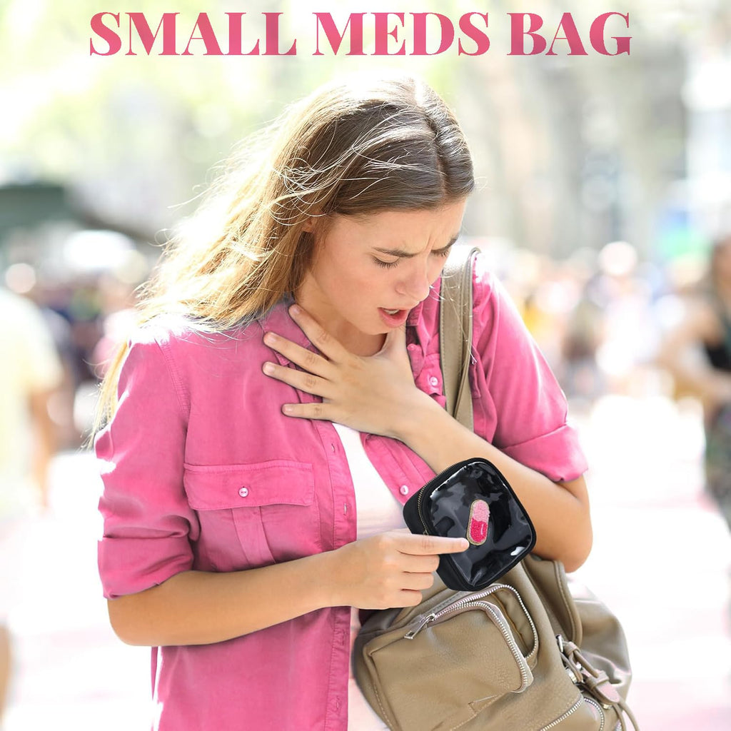 Letter MEDS Bag Clear Medical Medicine bag for Traveling Preppy Emergency Patch Bag with Handle