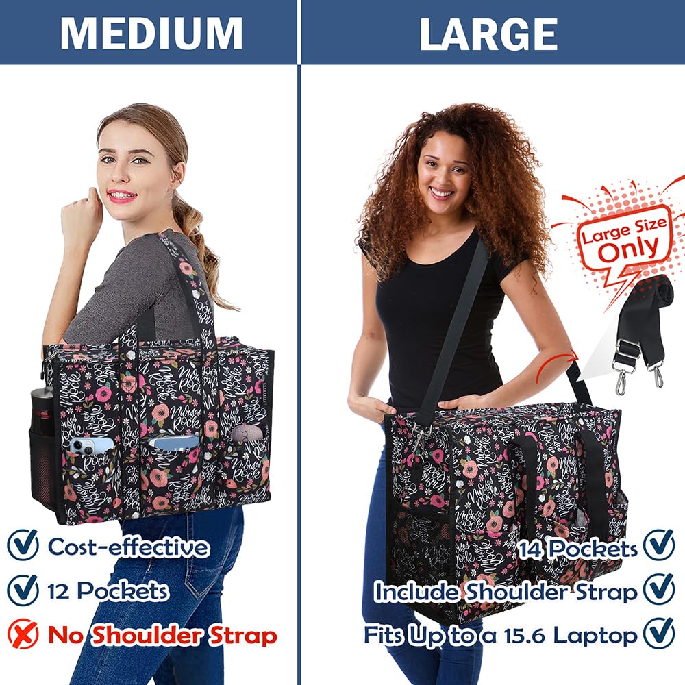Nurse Bags for Work Nursing Bag Multiple Pockets Waterproof Organizing Zip Top Clinical Bag