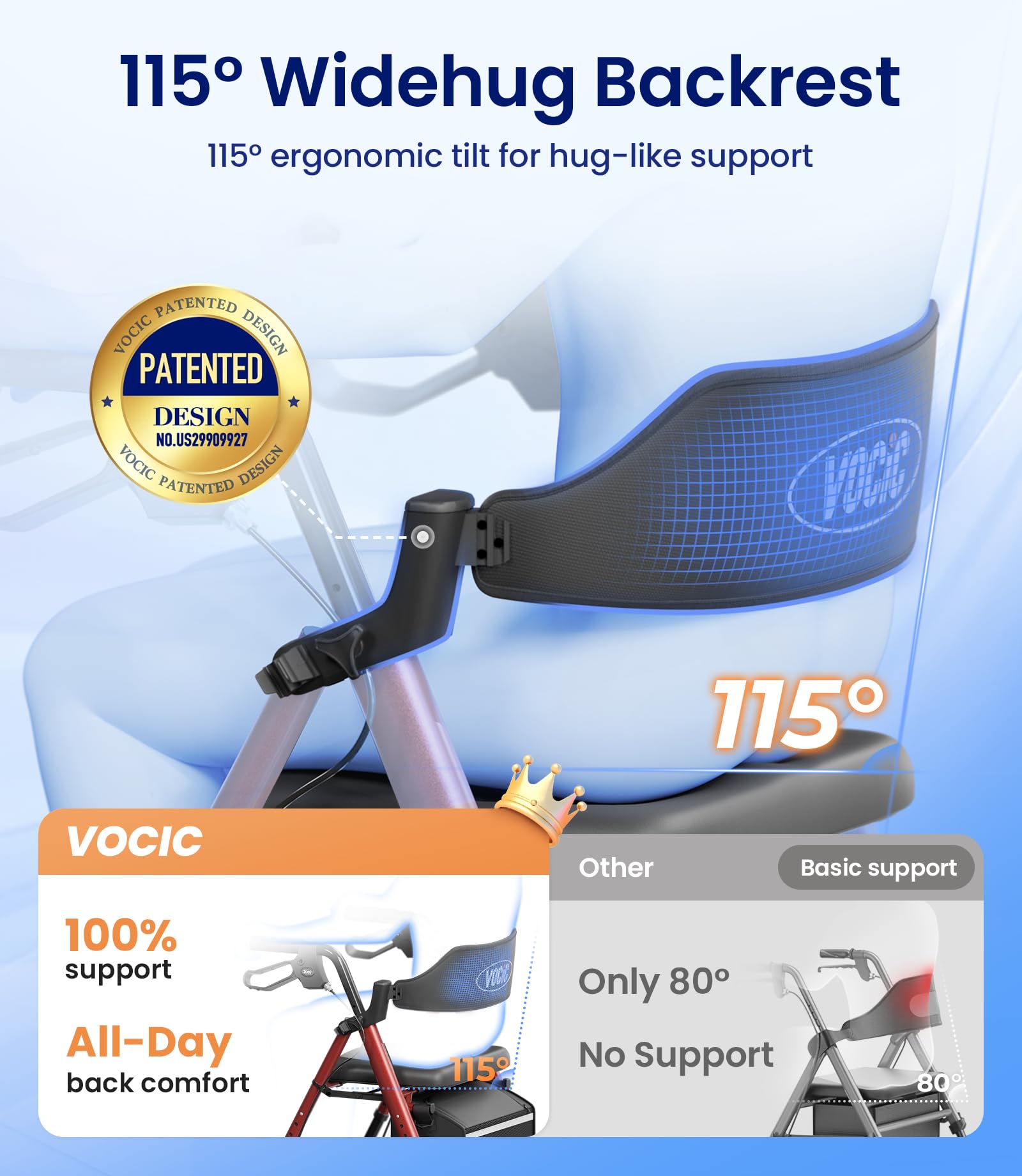 Walkers for Seniors, Z21 Rollator Walker with Seat Supports 350lb