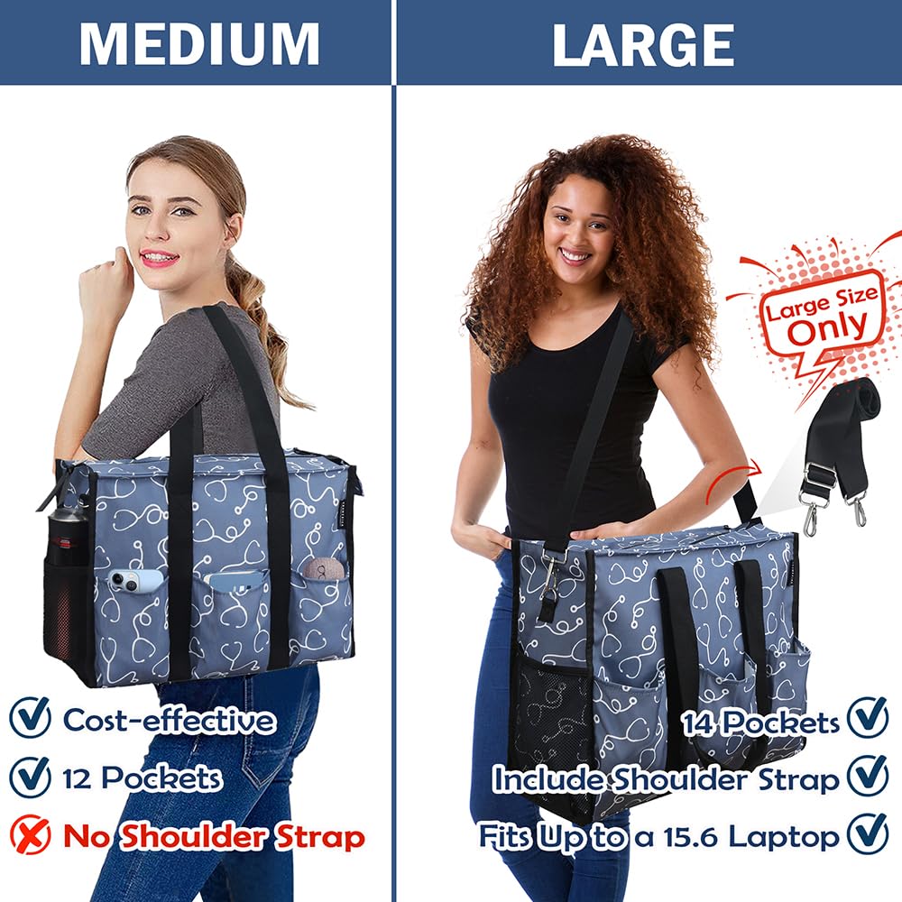 Nurse Bags for Work Nursing Bag Multiple Pockets Waterproof Organizing Zip Top Clinical Bag