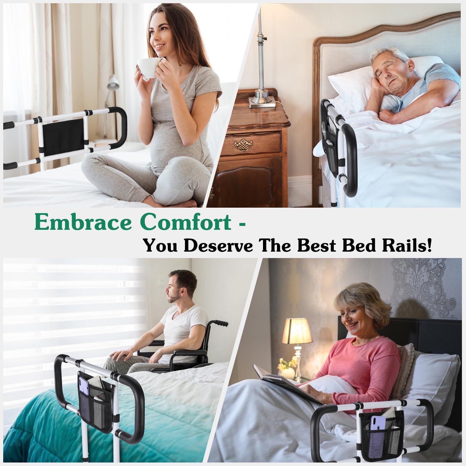 Bed Rails for Elderly Adults Safety - Extended Bed Assist Rail for Seniors - Adjustable Beds Side