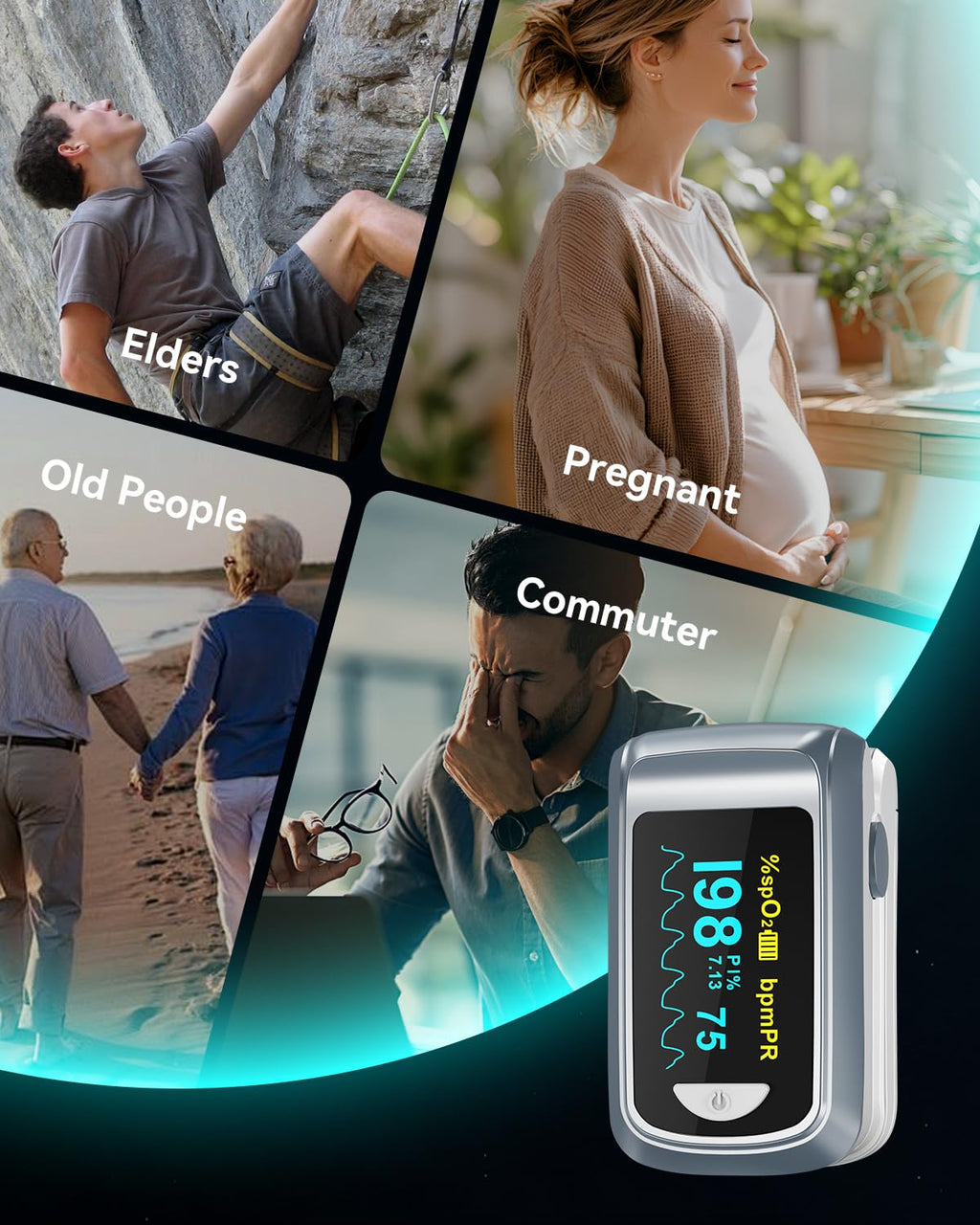 Fingertip Pulse Oximeter Blood Oxygen Saturation Monitor Pulse