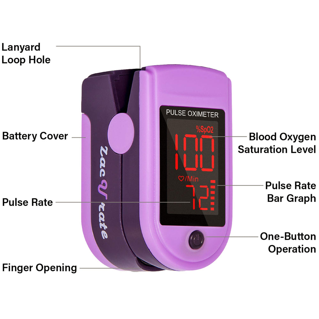 500DL Fingertip Pulse Oximeter Blood Oxygen Saturation Monitor with Silicone Cover, Batteries and Lanyard