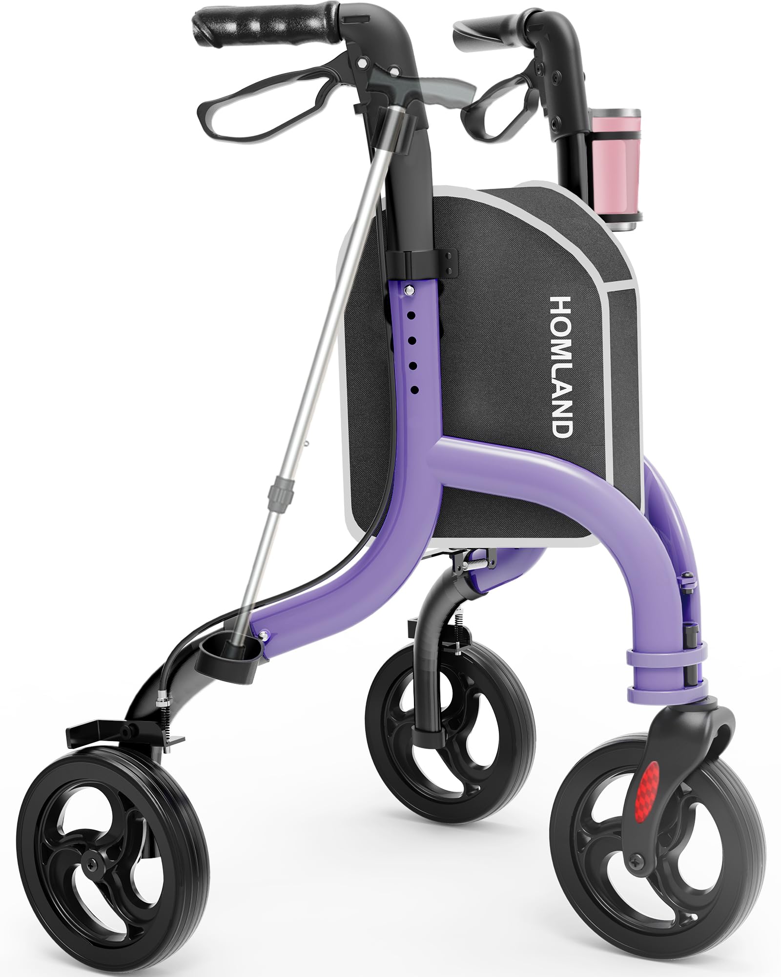 3 Wheel Walkers for Seniors, Foldable Wheeled Rollator with Cane Hold and Cup Hold