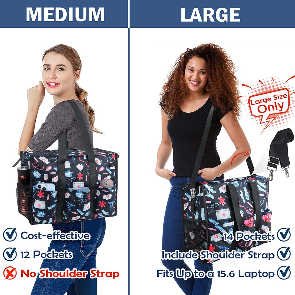 Nurse Bags for Work Nursing Bag Multiple Pockets Waterproof Organizing Zip Top Clinical Bag