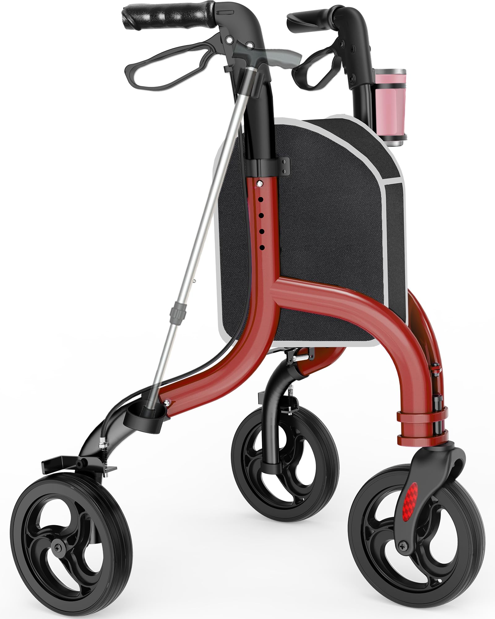 3 Wheel Walkers for Seniors, Foldable Wheeled Rollator with Cane Hold and Cup Hold