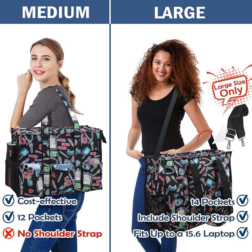 Nurse Bags for Work Nursing Bag Multiple Pockets Waterproof Organizing Zip Top Clinical Bag