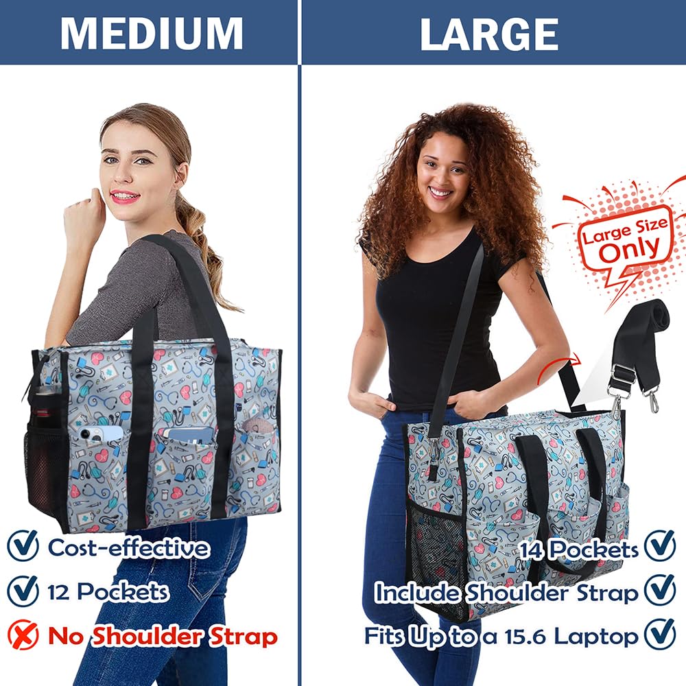 Nurse Bags for Work Nursing Bag Multiple Pockets Waterproof Organizing Zip Top Clinical Bag