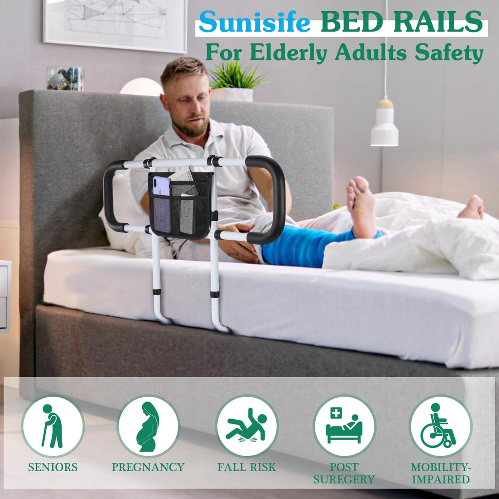 Bed Rails for Elderly Adults Safety - Extended Bed Assist Rail for Seniors - Adjustable Beds Side