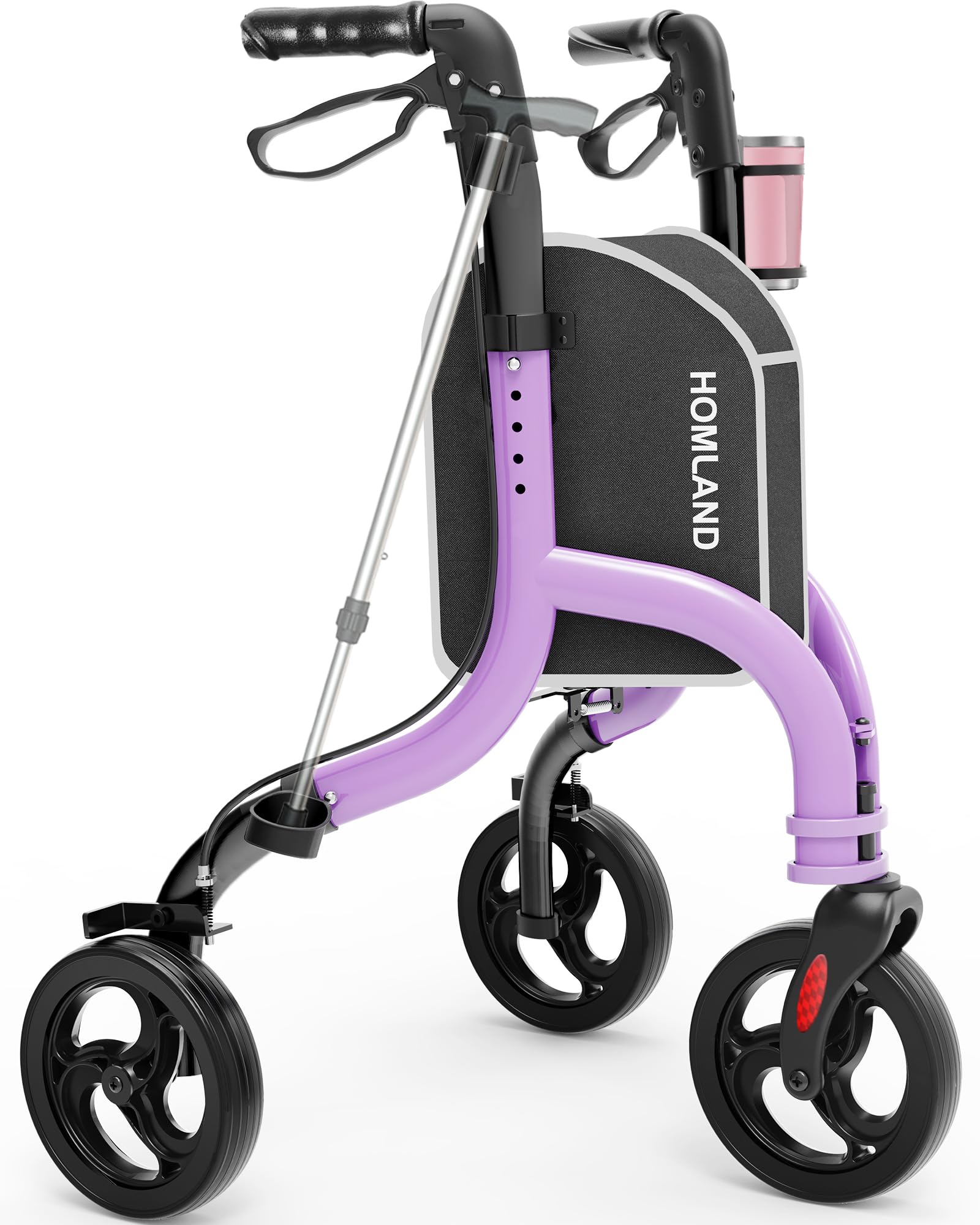 3 Wheel Walkers for Seniors, Foldable Wheeled Rollator with Cane Hold and Cup Hold