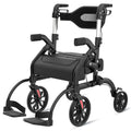 Walkers for Seniors, 2 in 1 Rollator Walker with Seat, 10" Front & 8" Rear Big Wheels, Walker Wheelchair Combo