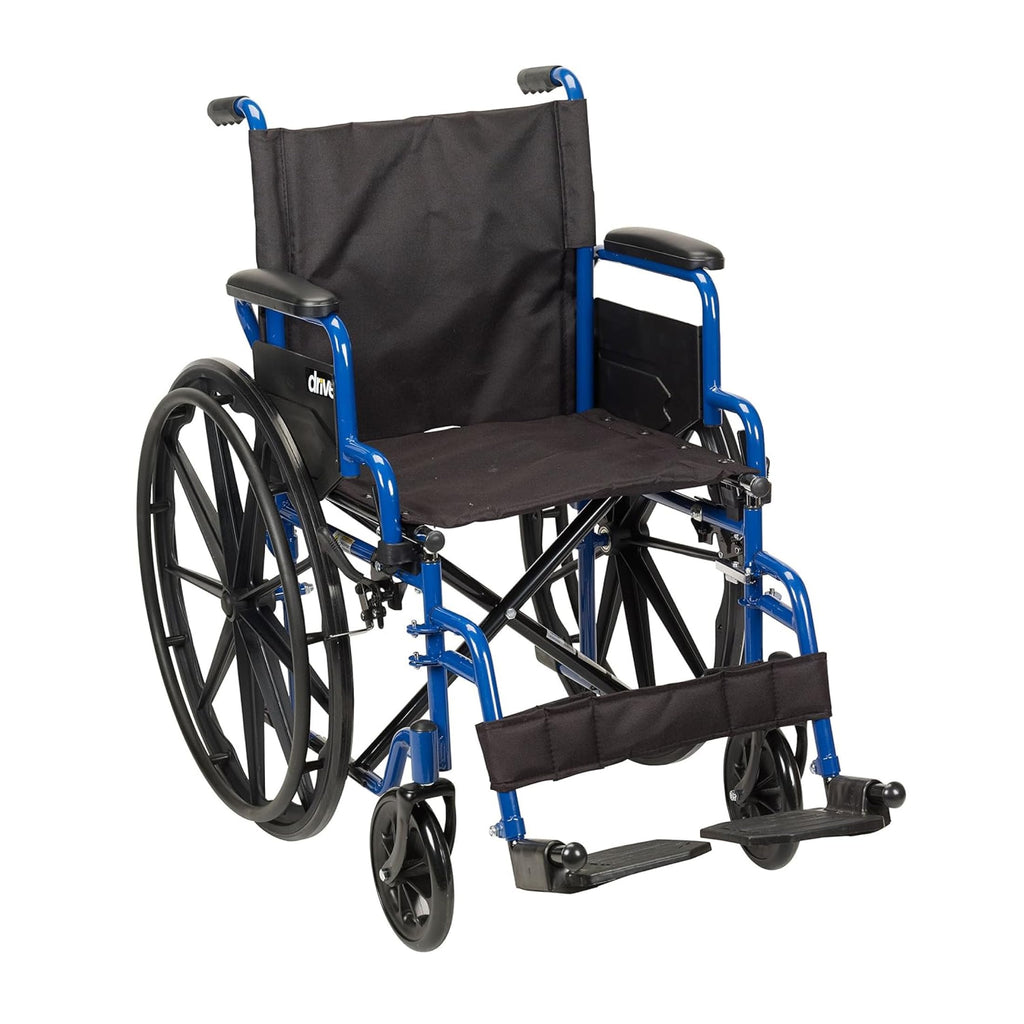 Medical Blue Streak Lightweight Wheelchair - Portable Folding Mobility Aid - Swing-Away