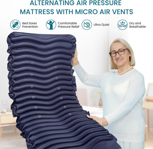 Alternating Air Pressure Mattress Pad, Bed Sore Prevention, Hospital Bed Mattress Topper with Whisper Quiet Pump