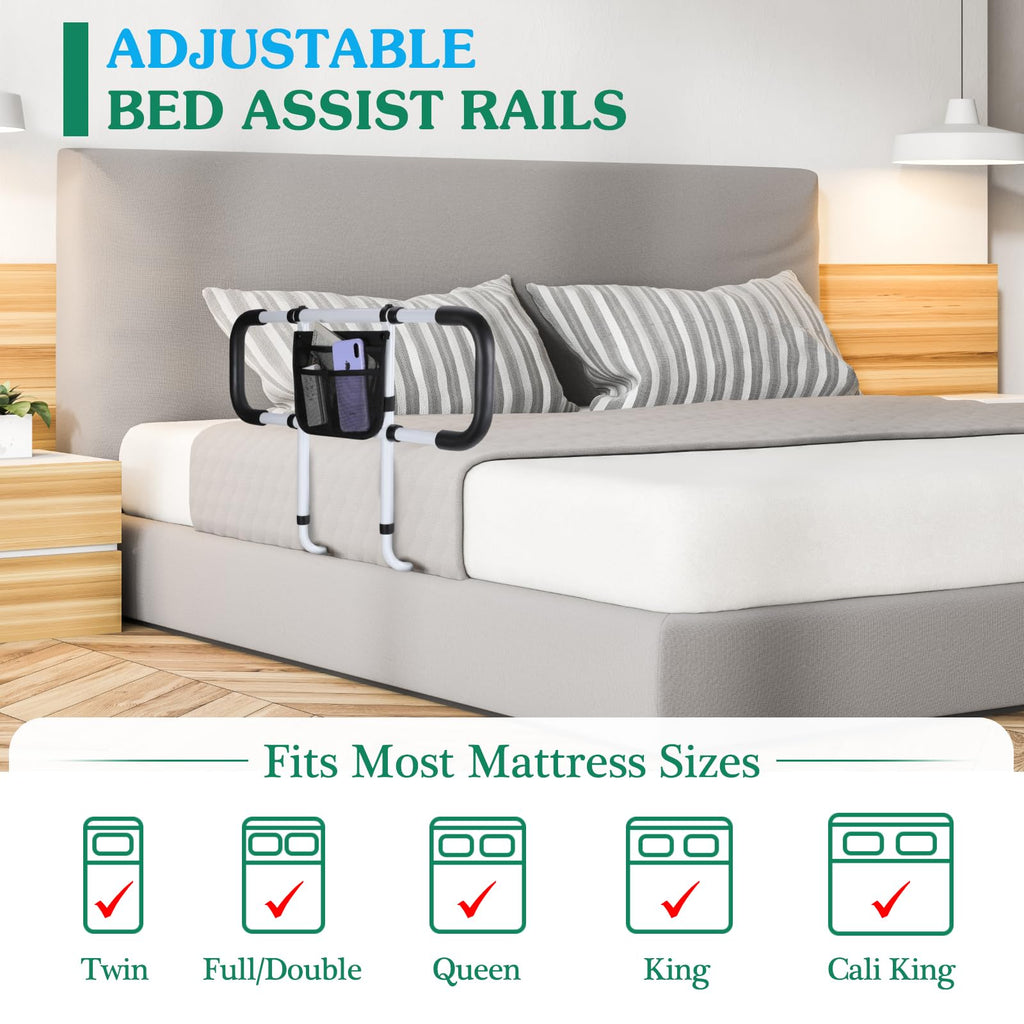 Bed Rails for Elderly Adults Safety - Extended Bed Assist Rail for Seniors - Adjustable Beds Side