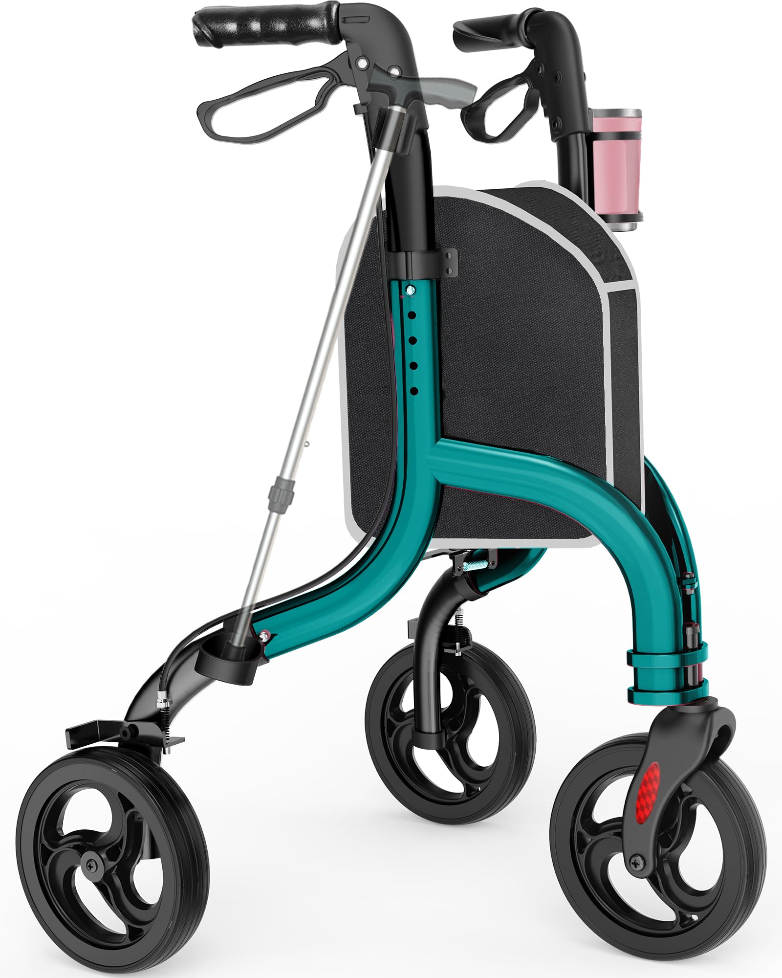 3 Wheel Walkers for Seniors, Foldable Wheeled Rollator with Cane Hold and Cup Hold