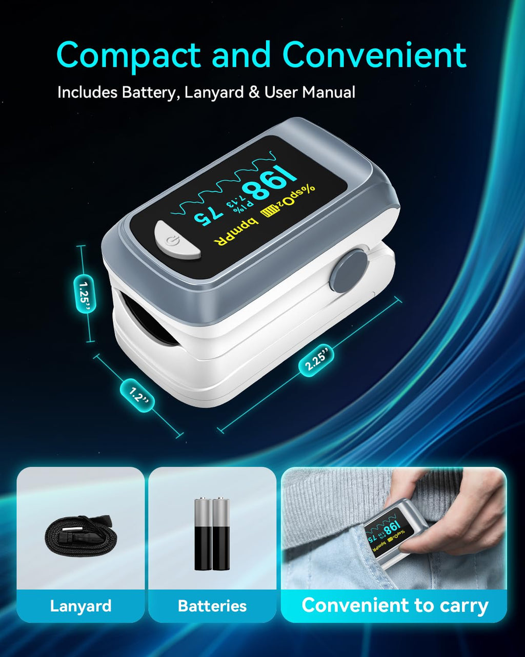 Fingertip Pulse Oximeter Blood Oxygen Saturation Monitor Pulse