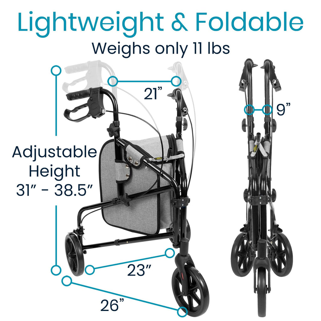 Mobility 3 Wheel Walker - Three Wheeled Rollator for Seniors