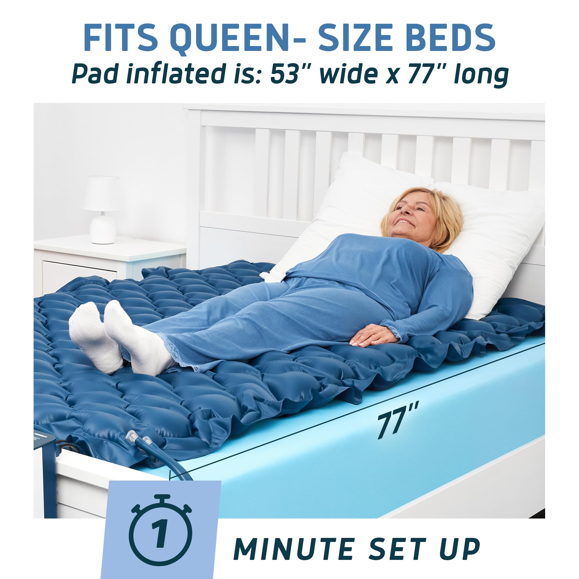 Alternating Air Pressure Mattress Pad with Static Mode & Flocking Add-on - Comfortable Bed Sore Prevention