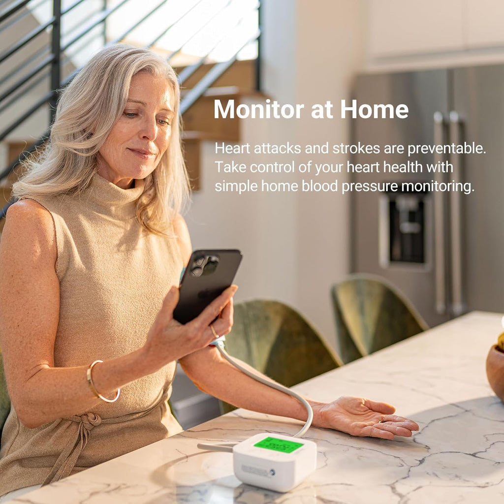 Health Track Smart Upper Arm Blood Pressure Monitor,  fits Standard to Large Adult Arms, Bluetooth Compatible for iOS & Android Devices