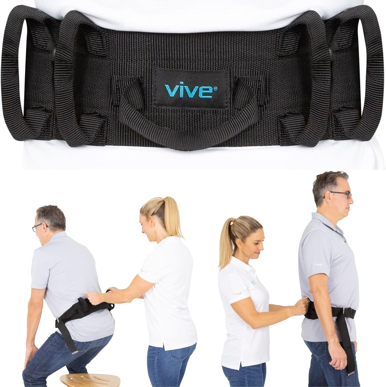Gait Belt (300lbs) Transfer Belt with Handles - Medical Nursing Safety Patient Assist - Bariatric, Elderly, Handicap, Physical Therapy