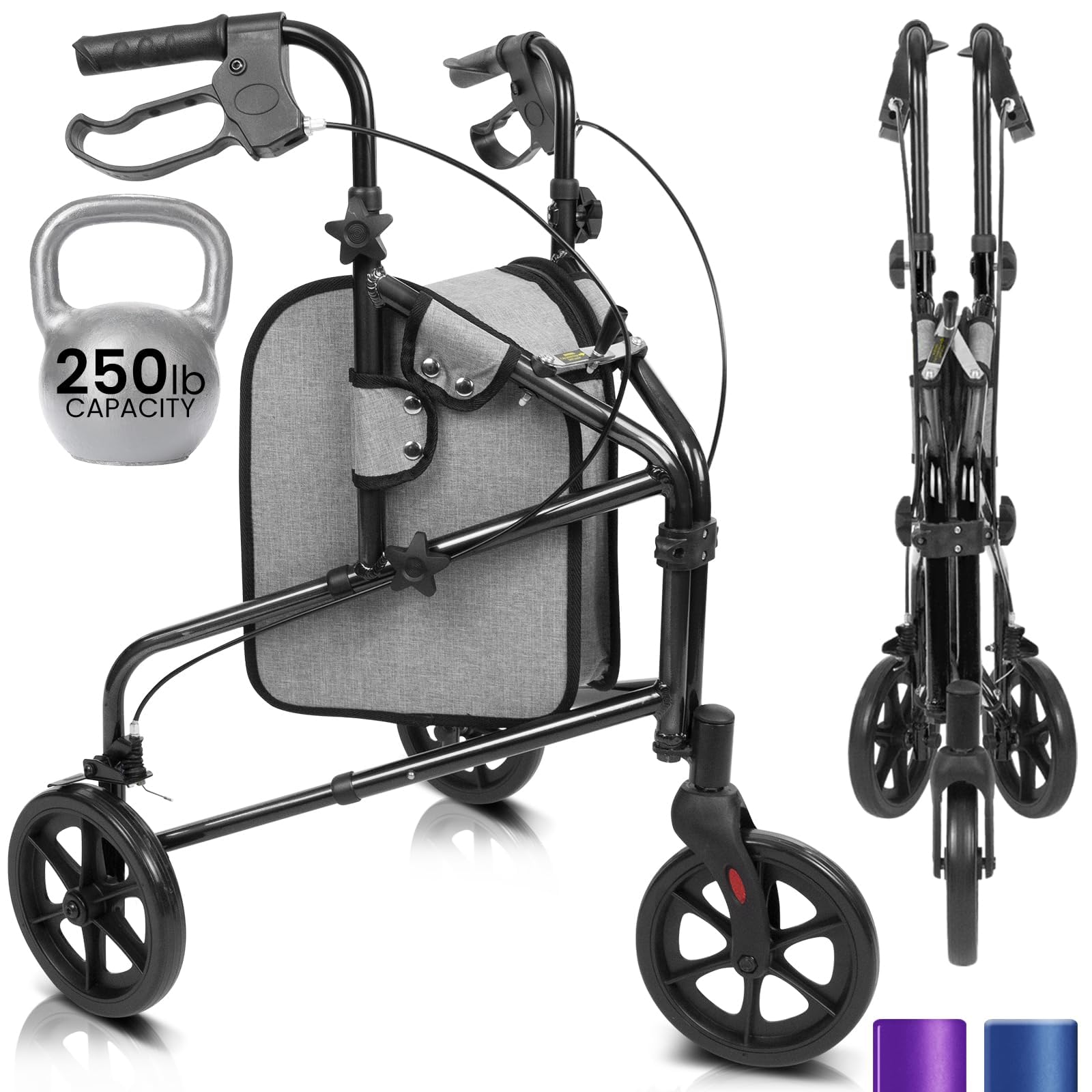 Mobility 3 Wheel Walker - Three Wheeled Rollator for Seniors