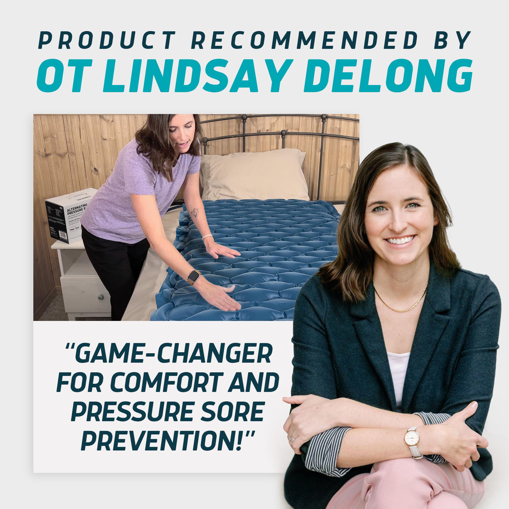 Alternating Air Pressure Mattress Pad with Static Mode & Flocking Add-on - Comfortable Bed Sore Prevention