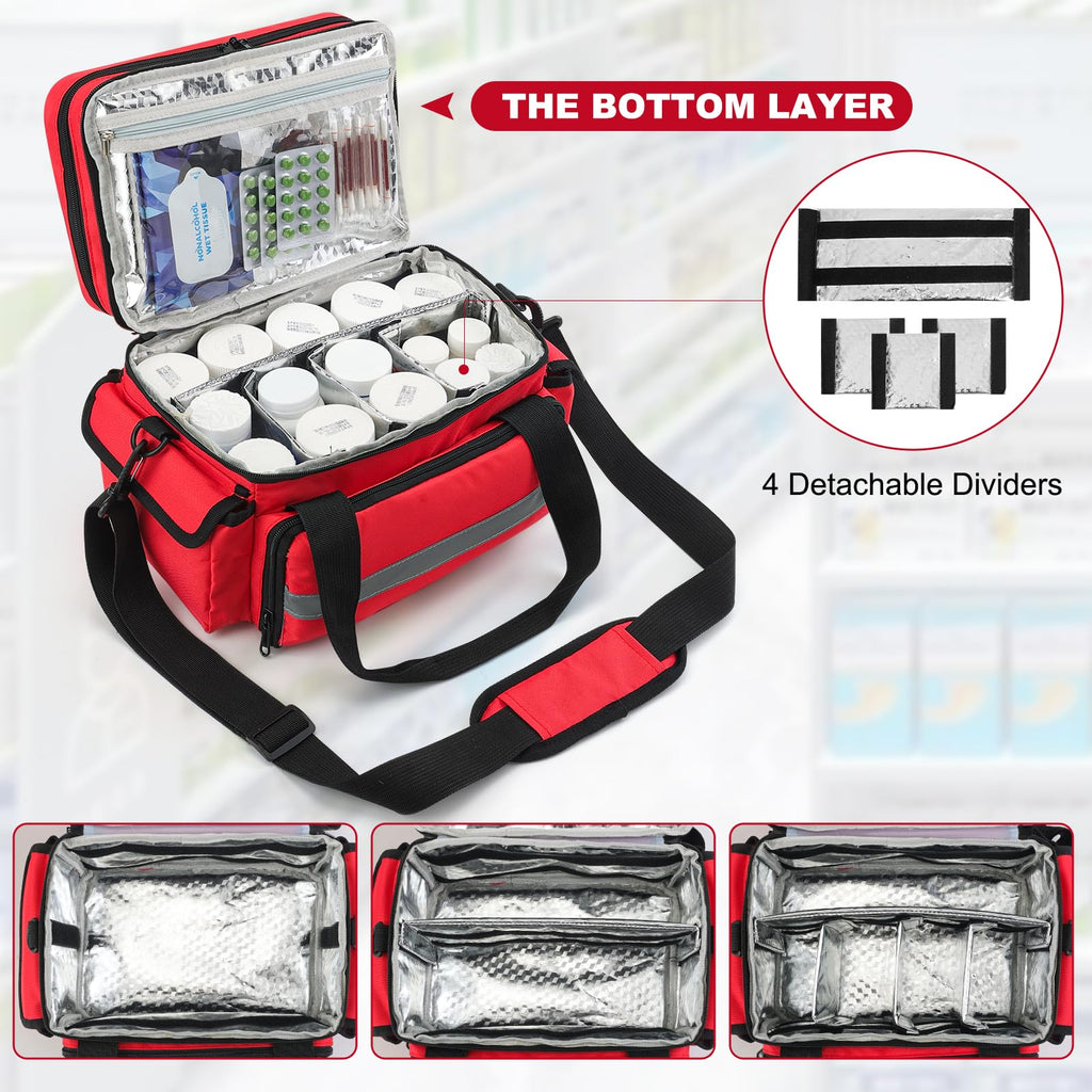 Medicine Organizer with Adjustable Divider, Double-Layer Medicine Bottle organizer Storage