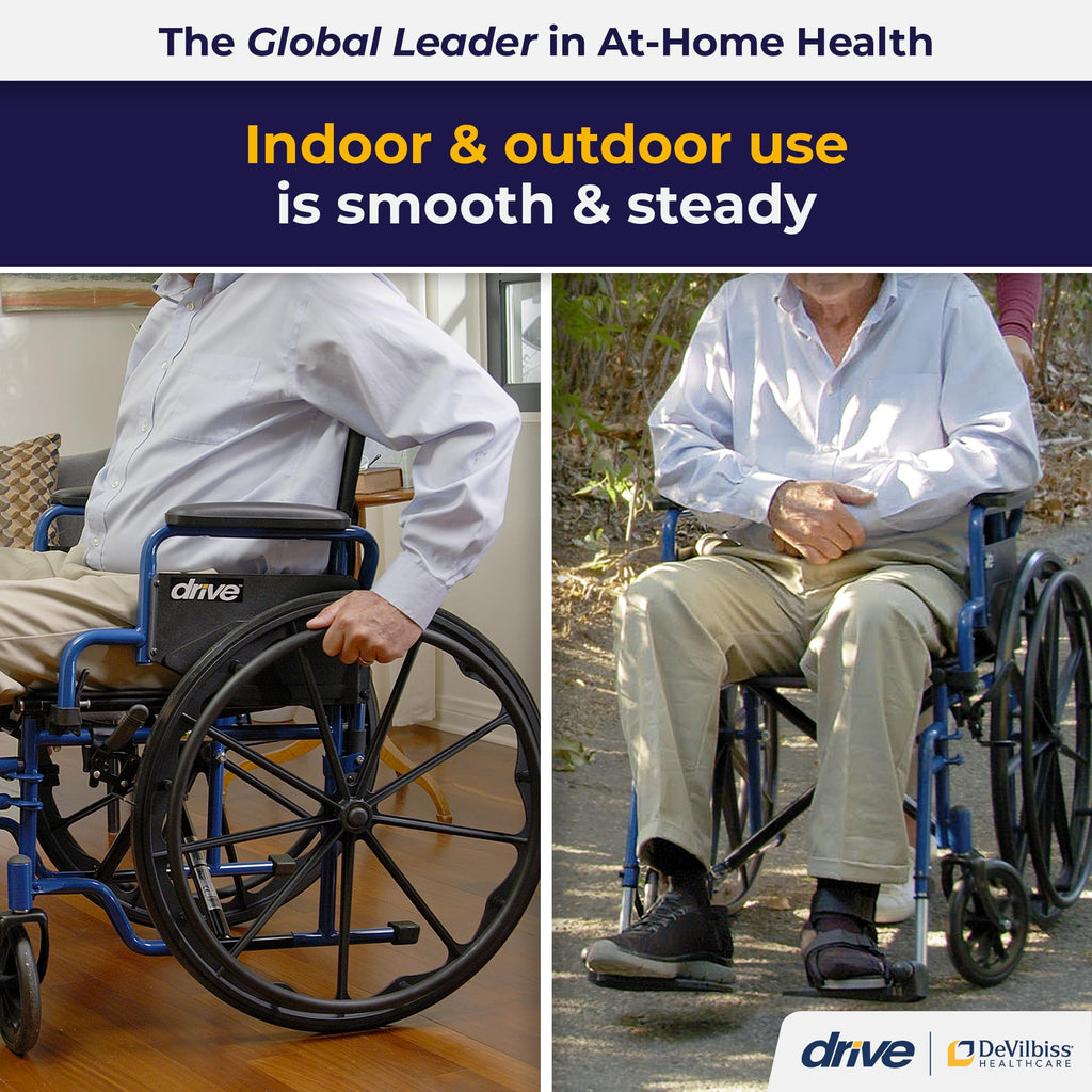 Medical Blue Streak Lightweight Wheelchair - Portable Folding Mobility Aid - Swing-Away
