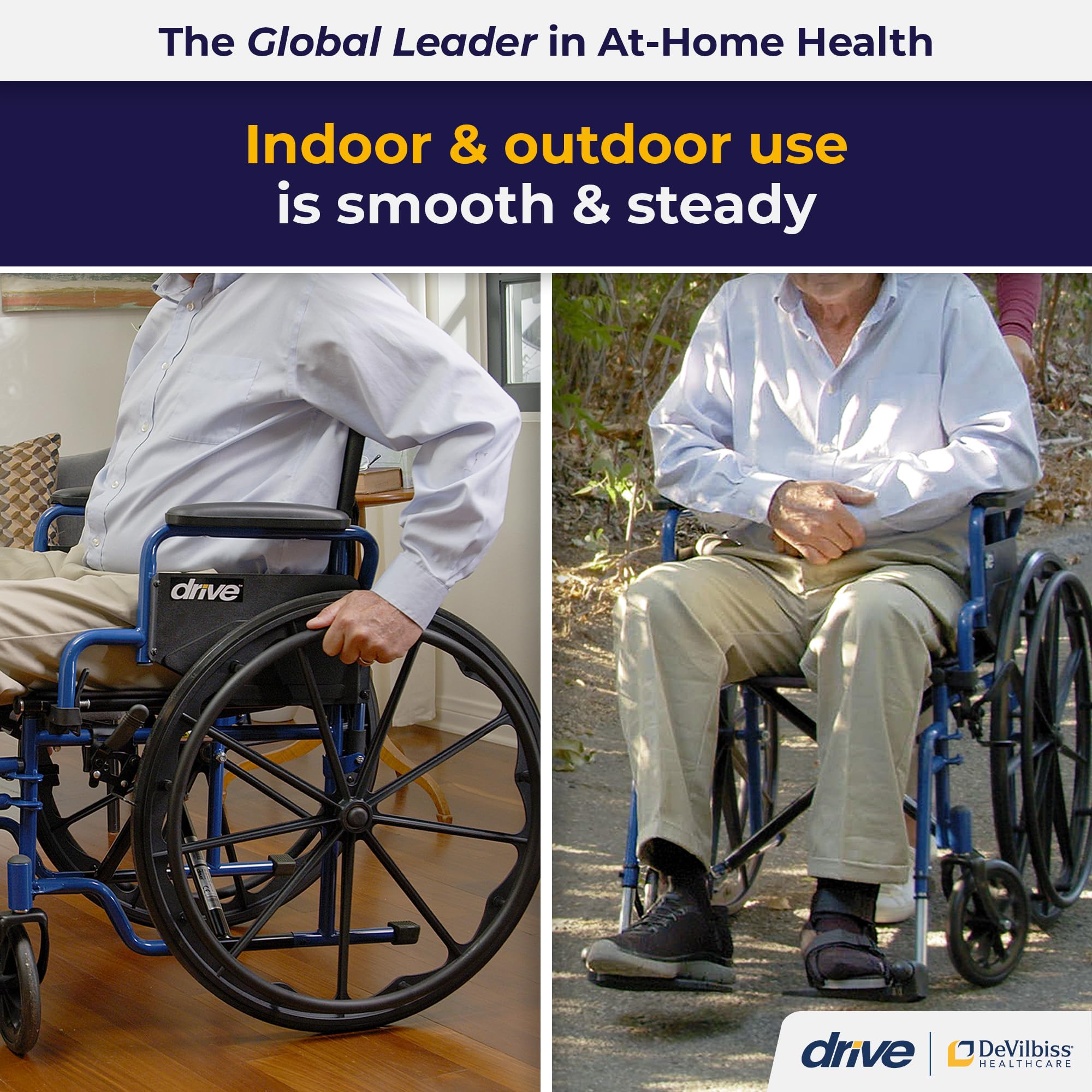 Medical Blue Streak Lightweight Wheelchair - Portable Folding Mobility Aid - Swing-Away