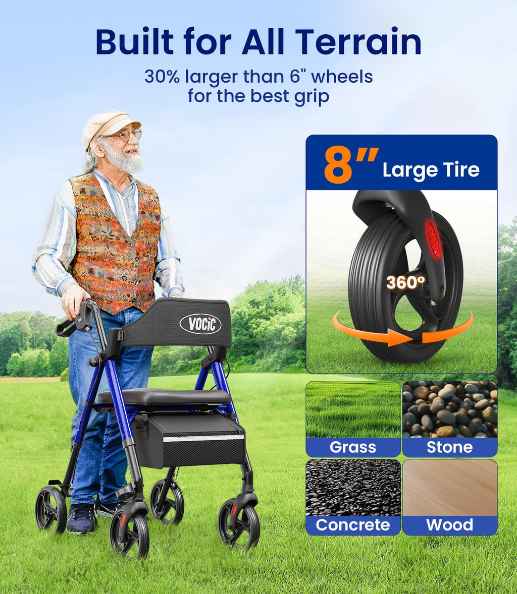 Walkers for Seniors, Z21 Rollator Walker with Seat Supports 350lb