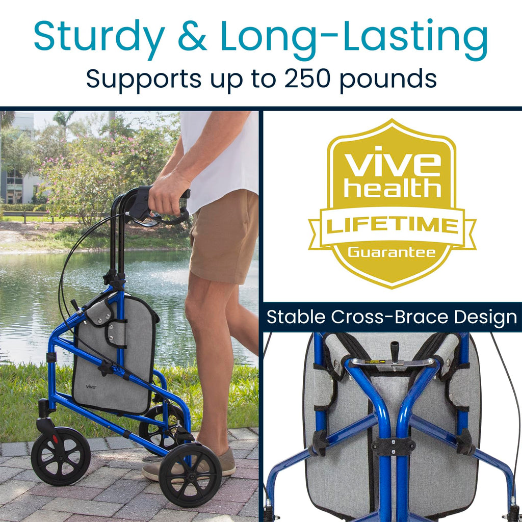 Mobility 3 Wheel Walker - Three Wheeled Rollator for Seniors