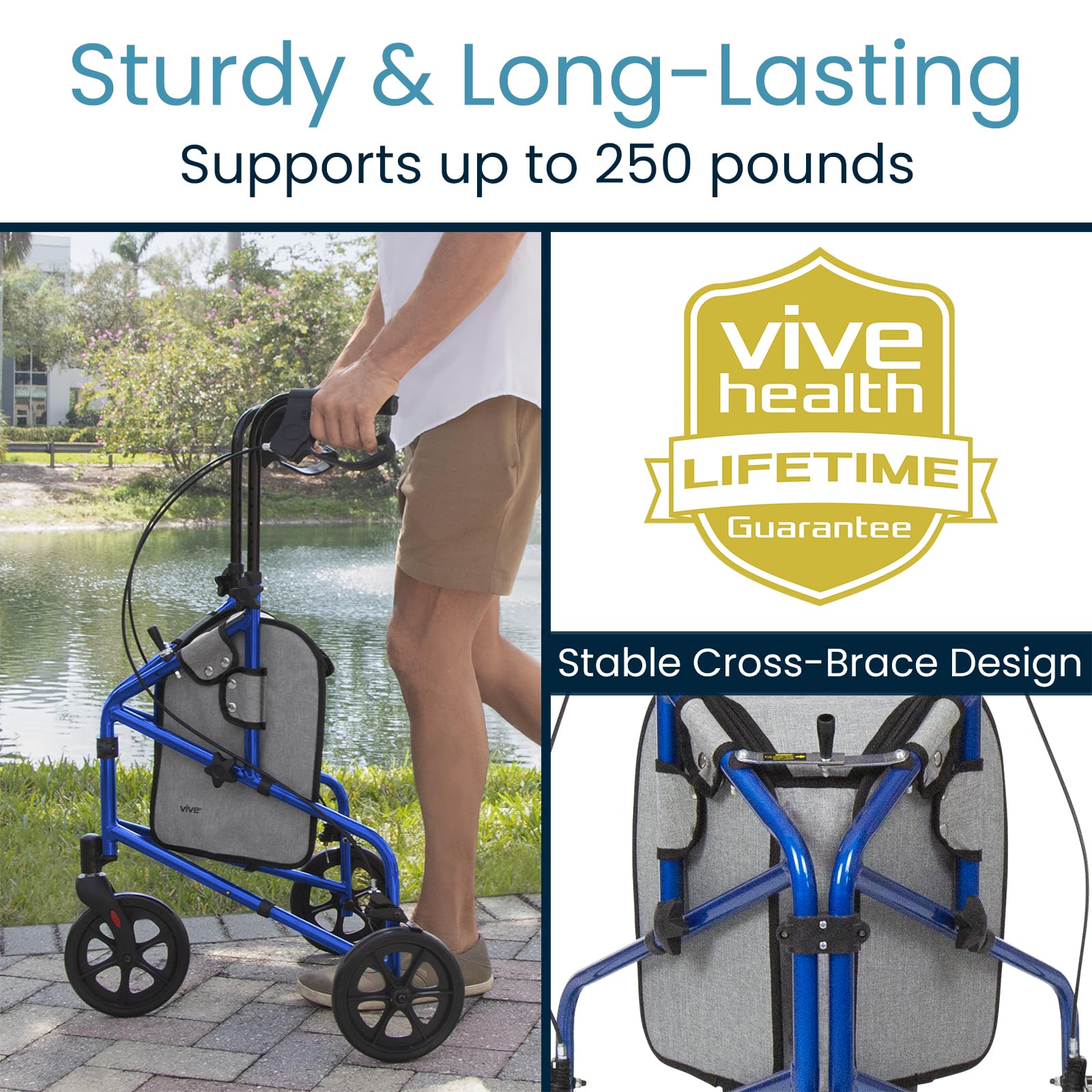 Mobility 3 Wheel Walker - Three Wheeled Rollator for Seniors