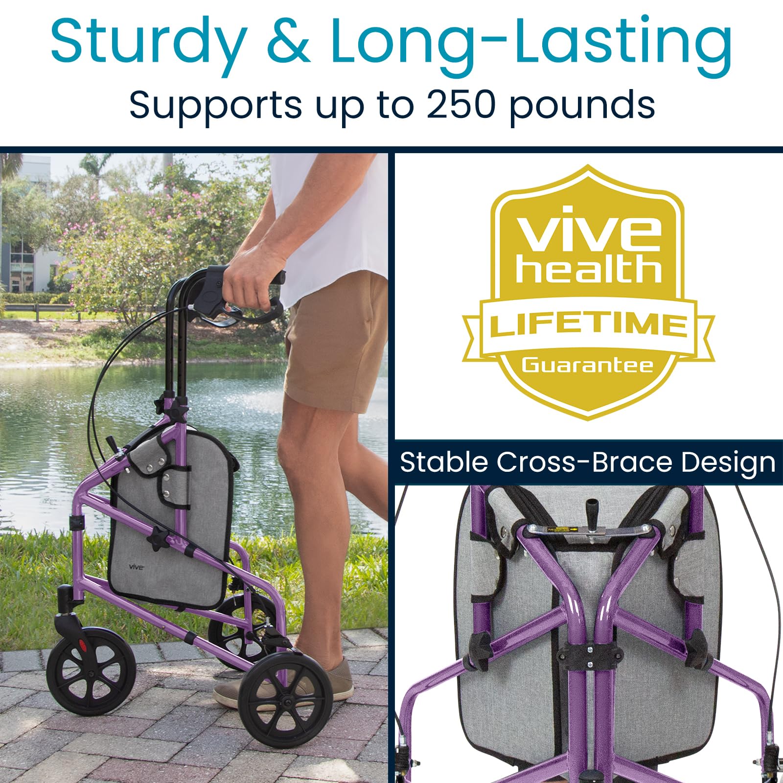 Mobility 3 Wheel Walker - Three Wheeled Rollator for Seniors