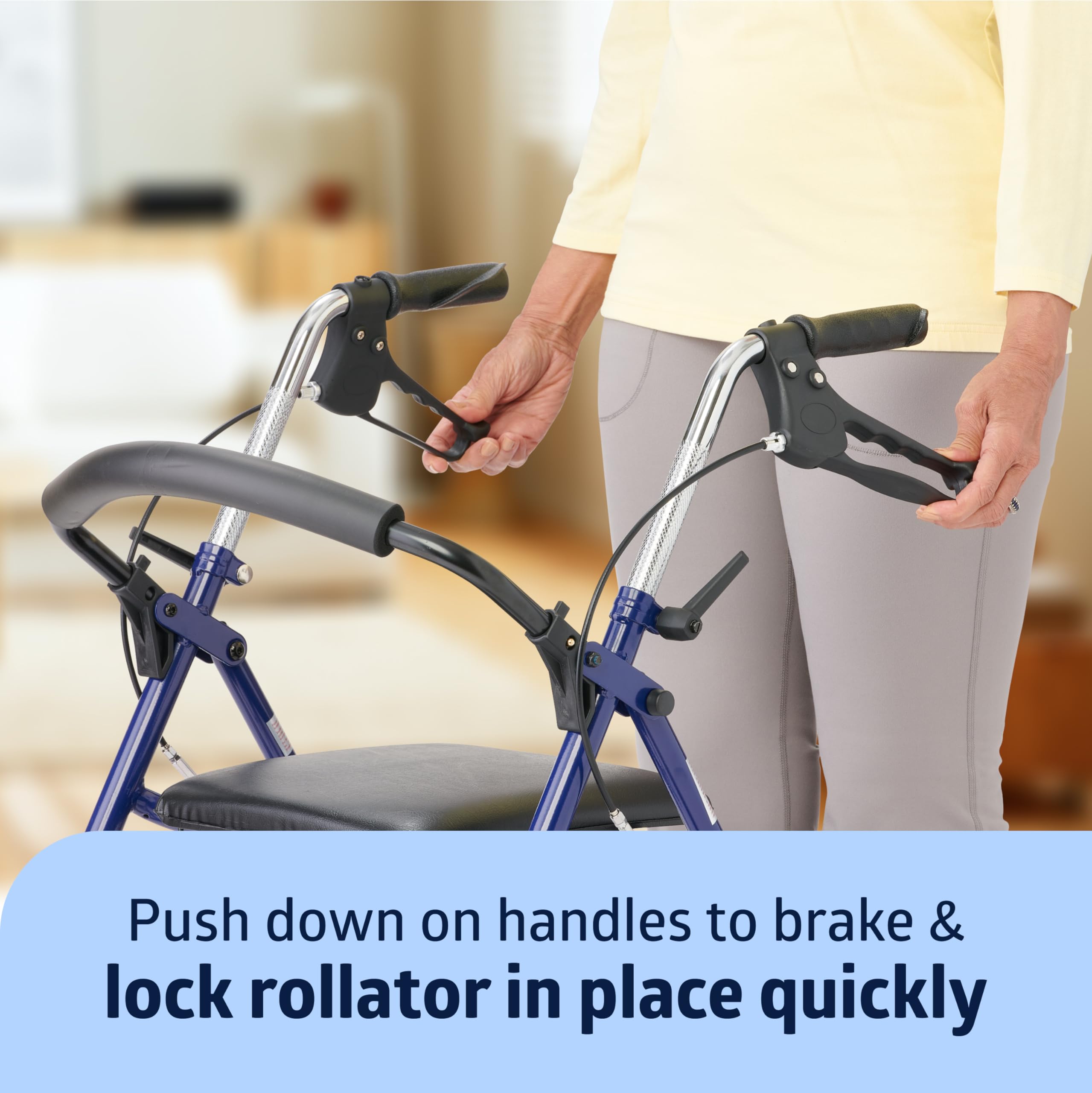 Steel Rollator Walker with 8 Inch Wheels, Folding Rolling Walker