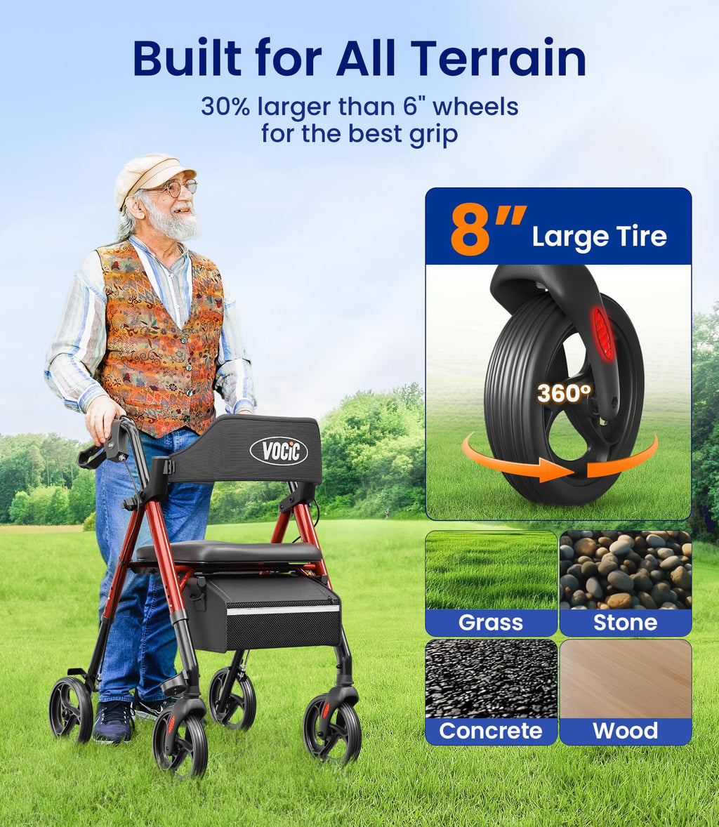 Walkers for Seniors, Z21 Rollator Walker with Seat Supports 350lb
