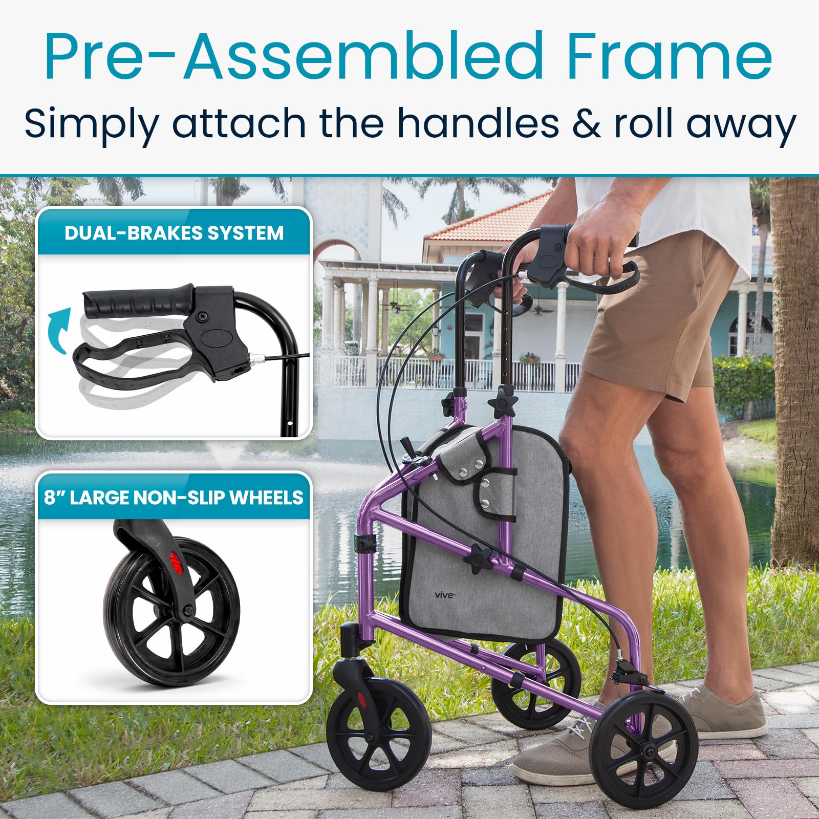 Mobility 3 Wheel Walker - Three Wheeled Rollator for Seniors