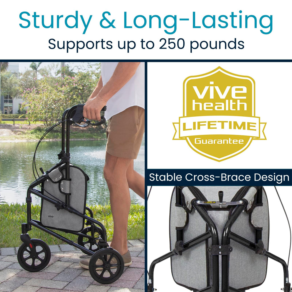 Mobility 3 Wheel Walker - Three Wheeled Rollator for Seniors