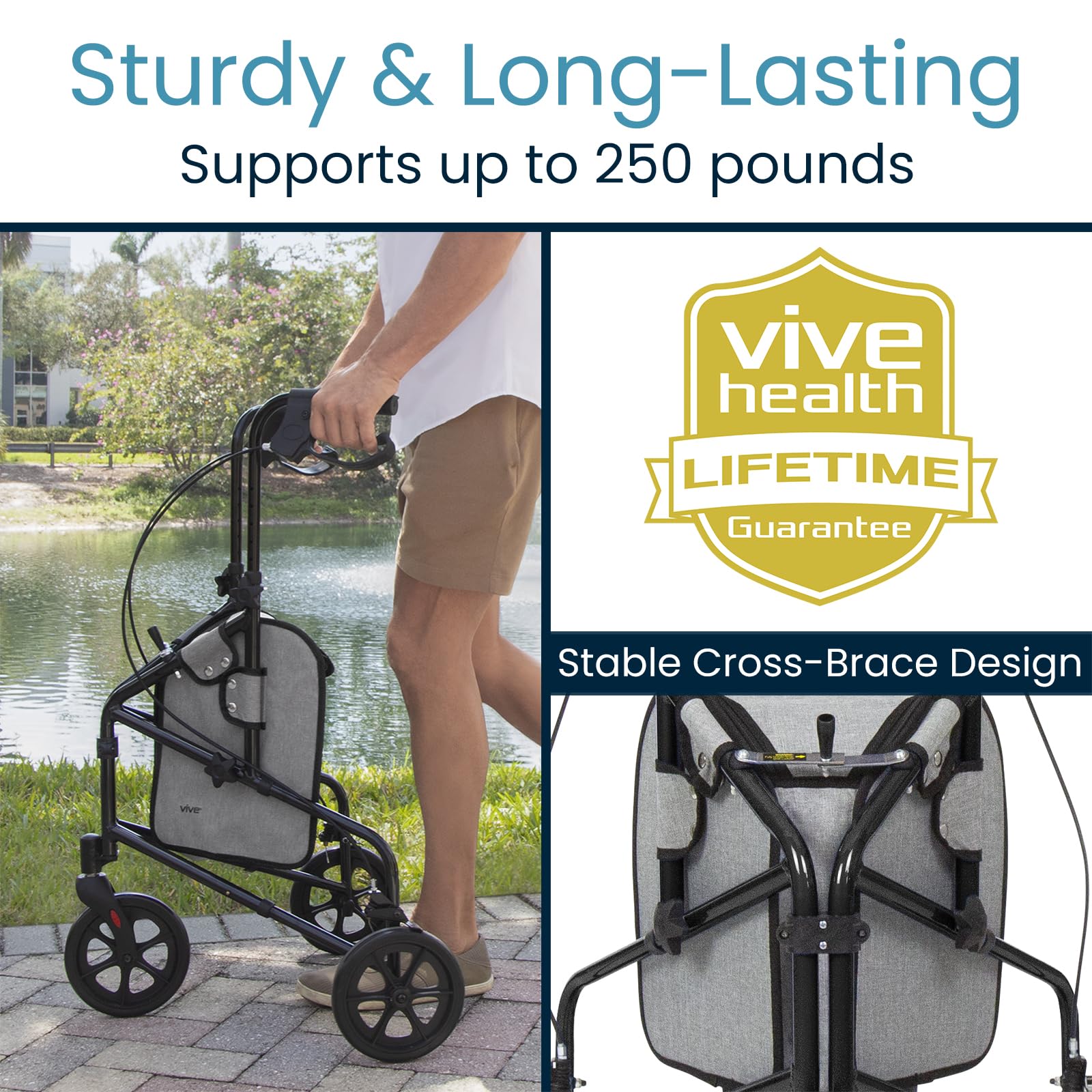 Mobility 3 Wheel Walker - Three Wheeled Rollator for Seniors