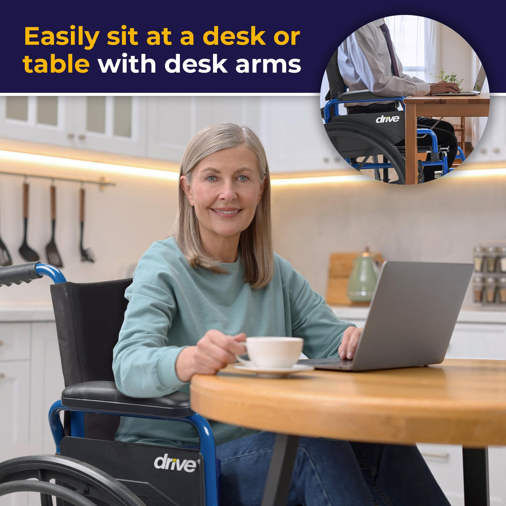 Medical Blue Streak Lightweight Wheelchair - Portable Folding Mobility Aid - Swing-Away