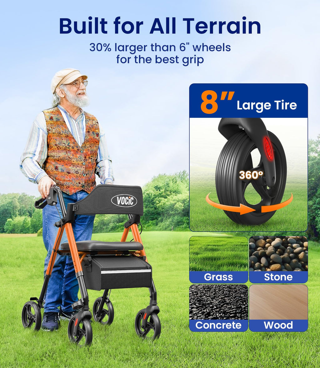 Walkers for Seniors, Z21 Rollator Walker with Seat Supports 350lb